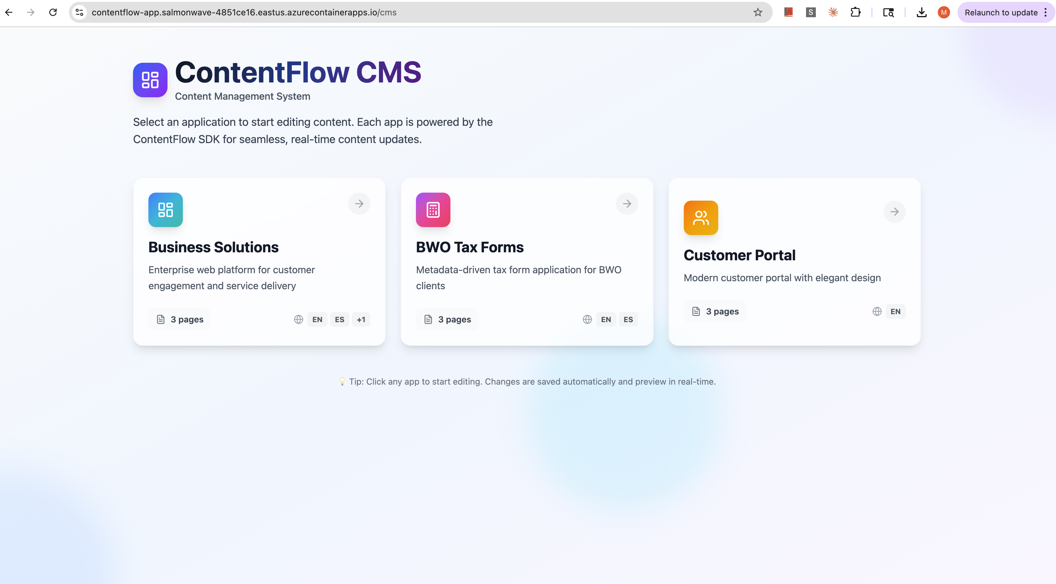 ContentFlow CMS screenshot
